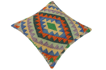 handmade Traditional Pillow Rust Blue Hand-Woven SQUARE 100% WOOL kilim throw pillow